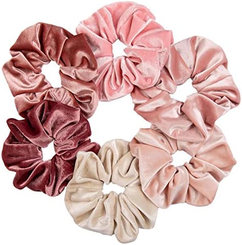 Whaline Blush Theme Hair Scrunchies Large Velvet Hair Bands Pink Soft Elastic Hairs Ties Hairstyle Accessories for Girls Women, 6 Pieces