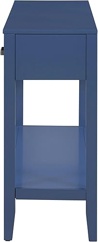 Miniatura 224 de Mesa consola de madera maciza de 48 pulgadas, mesa auxiliar moderna para sofá de entrada con 3 cajones de almacenamiento y 2 estantes. Fácil de