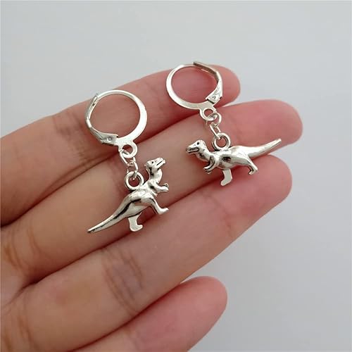 Miniatura 4 de Dinosaur Earrings Small Hoop, Gothic Tiny Dino Earrings, Cool T Rex Earrings, Man Woman Jewelry