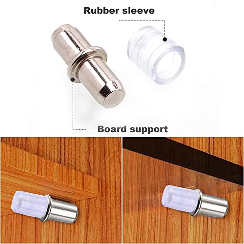 50PCS Shelf Support Pegs, Glass Shelf Supports 5mm, Metal Shelf Pins with Rubber Sleeve, Kitchen Cupboard Shelf Supports - Image 4