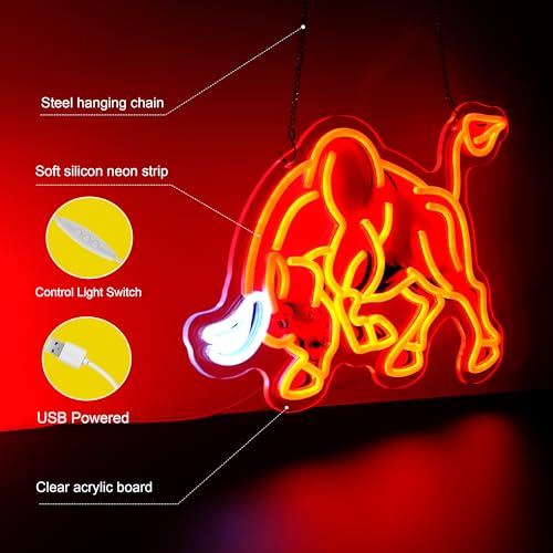 Image of Bull Neon Sign Night light for Bar Club Bedroom Hotel Pub Cafe Wedding Birthday Party Gifts