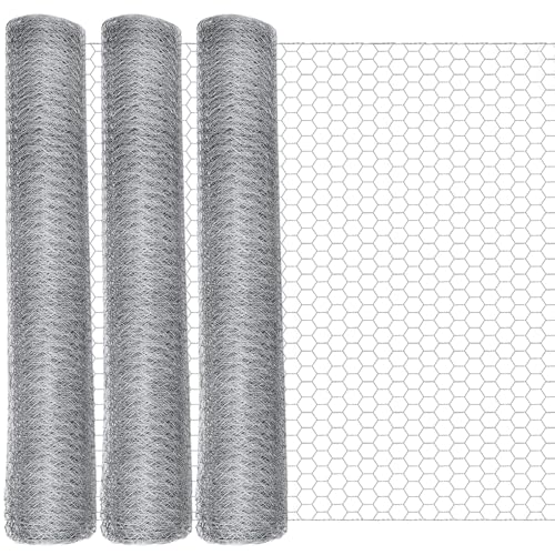 Image of GlikCeil 36 in x 300 ft Chicken Wire Mesh Fencing for Floral Garden, 23 Gauge Silver Galvanized Steel Wire, 1 Inch Hexagonal Hardware Cloth Netting for Farm Crafts Poultry Coop Barrier Rabbit Cage