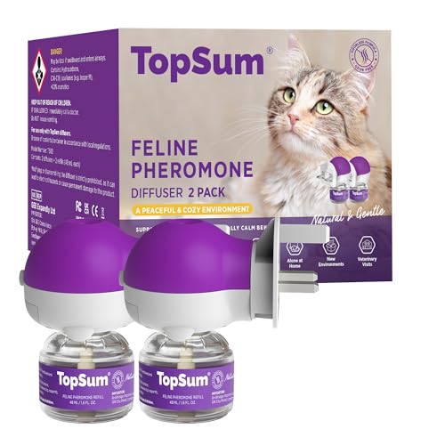 TopSum Cat Calming Plug-in: Premium Cat Pheromone Diffuser - Cat Plug In Calmer - Pet Calming Plug In - Promotes Relaxation & Well-Being 2 Pack (Amethyst)