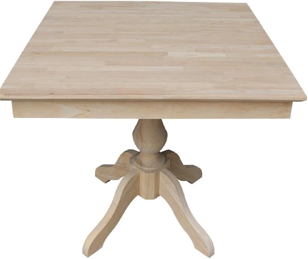 IC International Concepts 36" x 36" Natural Solid Wood Square Top Pedestal Table - 29.9" Height