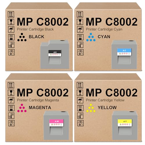 MP C8002 MP C6502 High Yield Toner Cartridge Compatible with Ricoh 842083 842084 842085 842086 Toner Cartridges Replacement for Ricoh Savin Lanier MP C8002 MP C6502 Printer(Black Cyan Magenta Yellow)