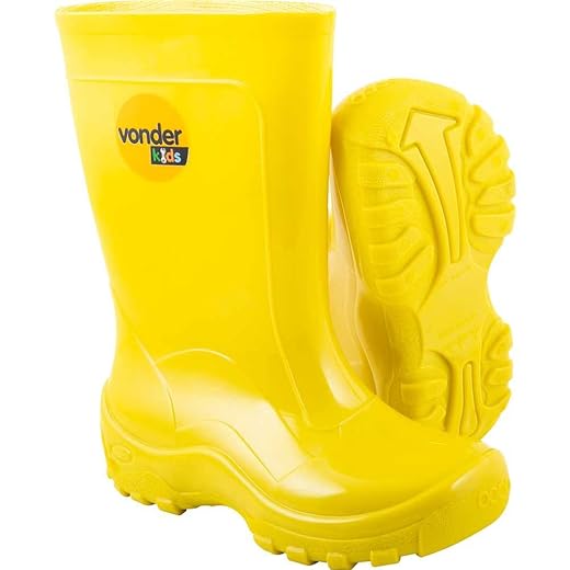 Bota Infantil De Pvc, Amarela, Com Forro, 22/23, Vonder.