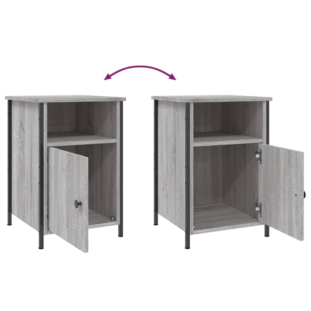 vidaXL Tables de Chevet 2 pcs, Armoires de Nuit avec Rangement, Armoires de Lit, Tables de Nuit Chambre à Coucher, Industriel, Sonoma Gris Bois Ingénierie