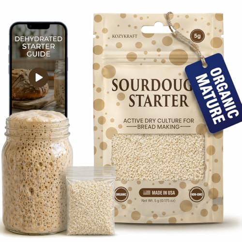Sourdough Starter Culture – Dehydrated Wild Dry Yeast for Baking Homemade Artisan Bread – Organic, Non-GMO, Fresh, Long-Lasting & Beginner-Friendly (5 Grams)