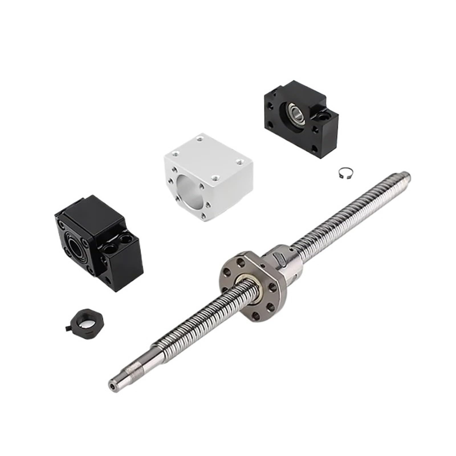 Metal Ball Screw nut SFU1604 Ball Screw Length 150-550mm Nut Seat Plus BKBF12 Support Seat Ball Screw Set(200mm)