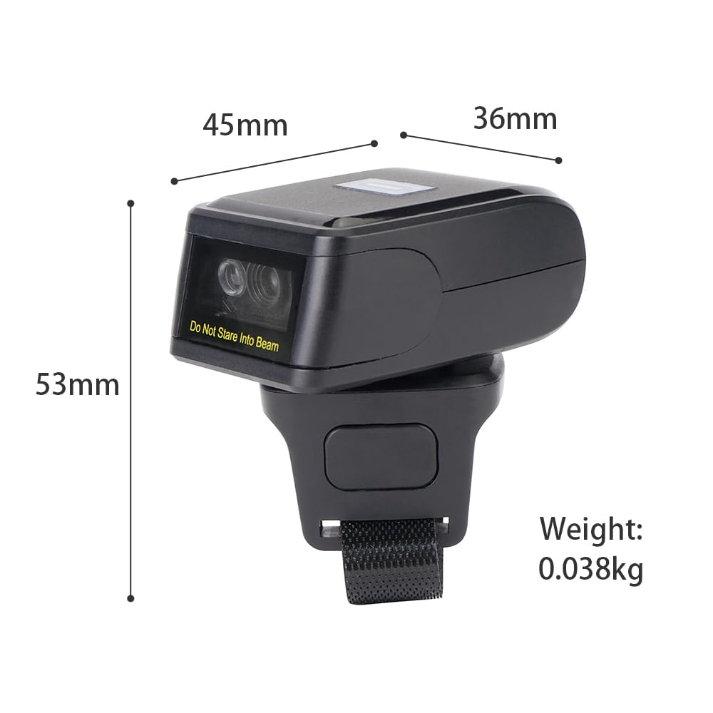 Marhynchus 2D Barcode Scanner Portable Finger Pinsive Hands Portable Ring Barcode Reader Wireless BT 2.4g Connexion pour la Bibliothèque de Supermarchés Express Company