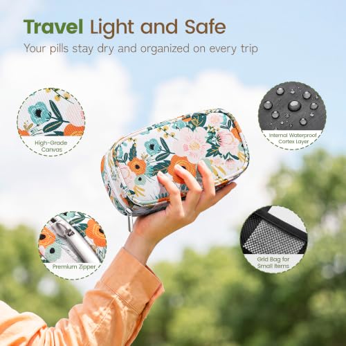 Image of Serfeymi Weekly Travel Pill Organizer 2 Times a Day AM PM Rainbow Pill Box