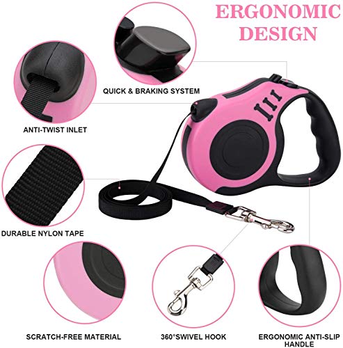 Retractable Dog Leash, Pet Walking Leash with Anti-Slip Handle, Strong Nylon Tape, Tangle-Free, One-Handed One Button… - Image 3