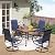 PHI VILLA 5 Piece Outdoor Patio Dining Set with 4 Swivel Dining Chairs & 1 Wood-Like Dining Table, All Weather Blue Textilene Mesh Fabric Chair and Square Metal Table for Deck Lawn Garden