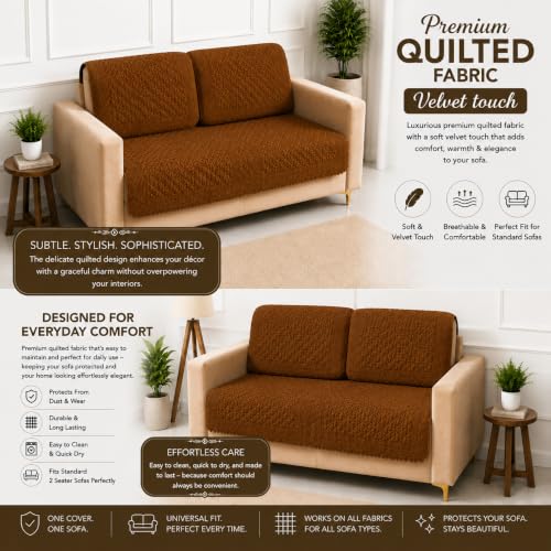 Image of Homerz Premium Petal Charm Sofa Cover | Embossed Floral Pattern | Soft Touch, Anti-Dust & Easy Wash Fabric Cloth, Washable and Durable (Mustard, 2 Seater, Seat Cover with Backrest)