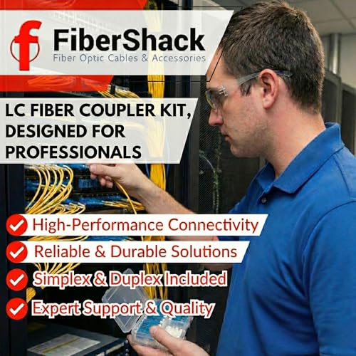 Image of Fibershack - LC Fiber Optic Connector Kit for Simplex & Duplex Optical Cables - Includes Fiber Couplers, LC-UPC Dust Caps, Hard-Shell Snap Lock Container to Keep Your Optical Toolkit Organized
