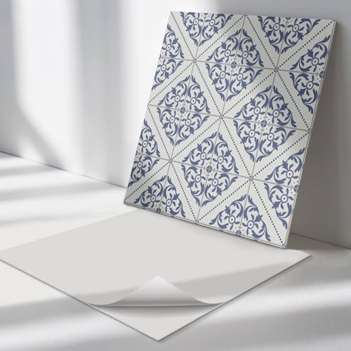 Azulejos Decorativos Autoadhesivo 30x30 cm Antischizzo Revestimiento del Suelo Fácil de Limpiar 9 Piezas Sostenible Decoración Protección Contra Daños Vinilo - Modelo con motivos florales.