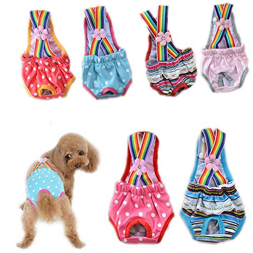Vivi Bear Couches pour Chiens Femelles avec Sangle de Serrage réglable Culottes hygiéniques physiologiques lavables Couches réutilisables pour Chiots, Paquet de(2pcs,Couleur aléatoire)
