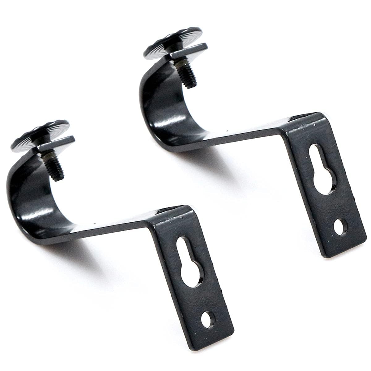 4 Supporti Per Aste Tende Jingming - In Ferro Verniciato Nero, Per Diametri Fino A 22 Mm, Facili Da Installare