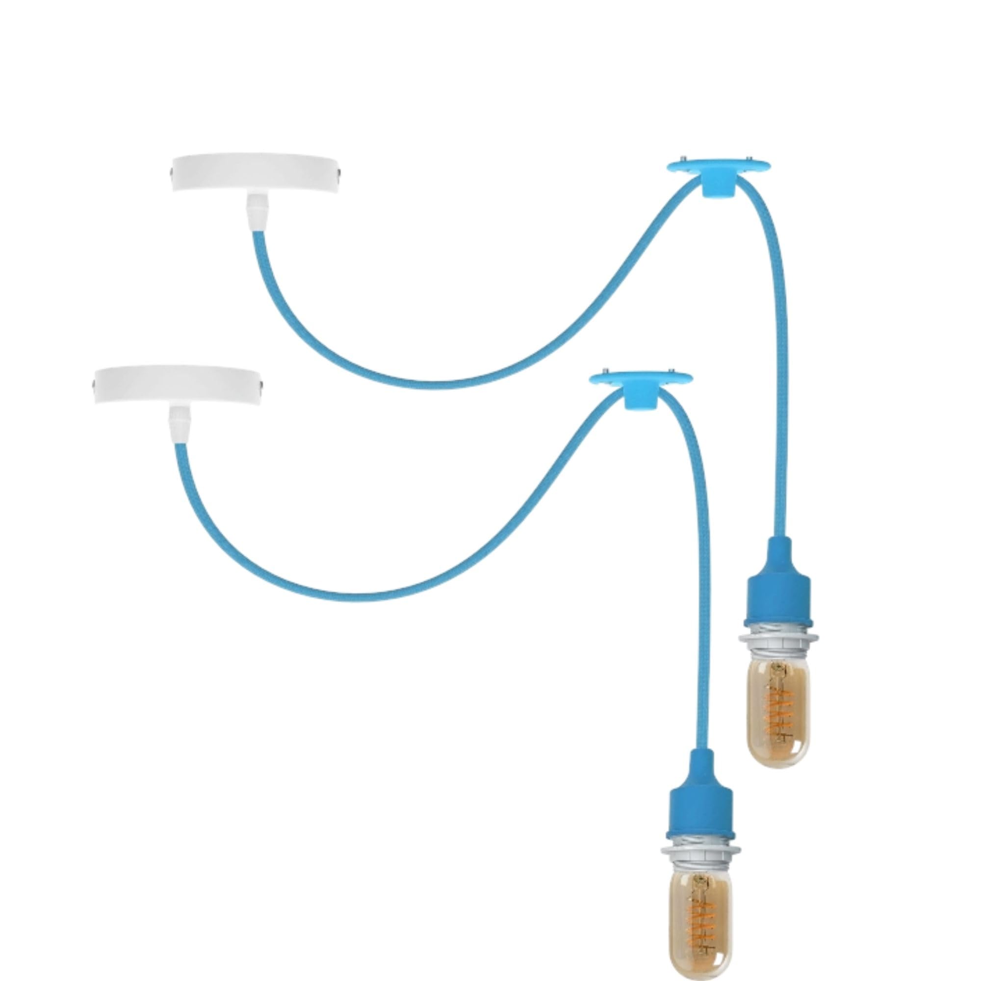 LEDSone 2 Pack of Spider Pendant Light Fixture with 195cm Adjustable Cable E27 Base Modern Light Blue Ceiling Hanging Lamp for Dining Room, Hallway, Café, Restaurant