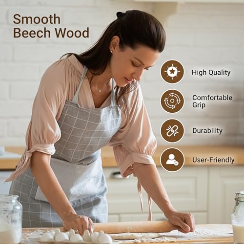 Dexam 40cm Beech Wood Rolling Pin - Ideal for Baking Dough - Image 2
