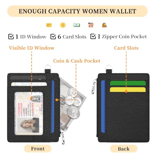 Image of Hancynir Black Minimalist Small Wallet Women Credit Card Holder Slim RFID