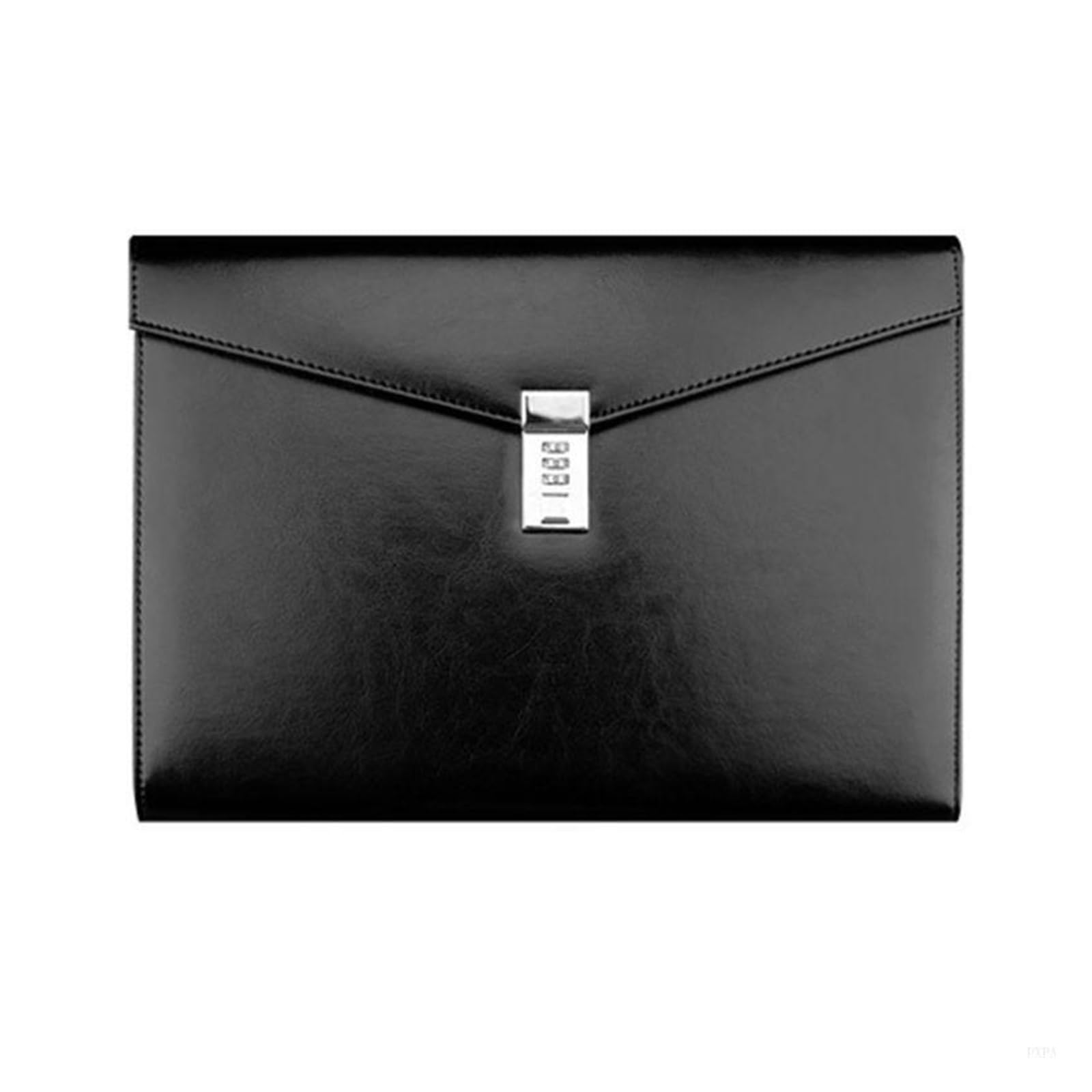 Teczka Na Dokumenty Blokada Hasłem PU Skórzana Teczka Biurowa Podróżna Czarna 32,7 X 24 Cm