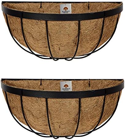 RUDDINGS WOOD Garden Wall Baskets Metal Flower Trough 16″ 40cm (Set of 2) Containers Manger Outdoor Planter Box Hanging Under Window Boxes