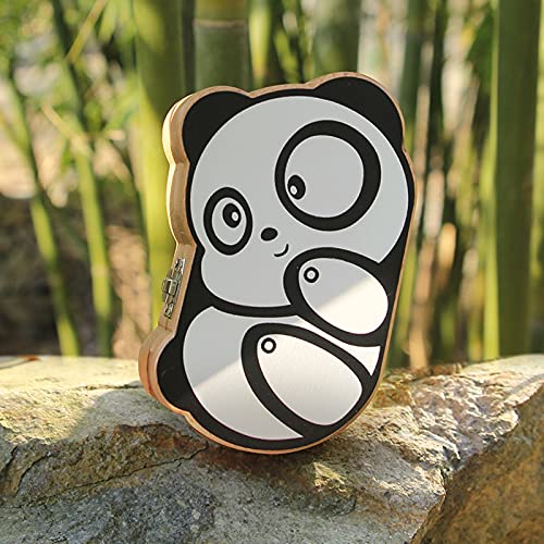 Baby tand Keepsake Fairy Box houder met Lanugo fles, houten Panda patroon melktanden opbergdoos, baby douchegiften voor… - Image 3