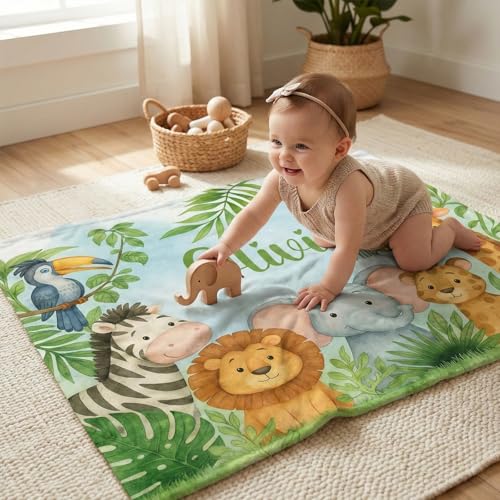 Image of Personalized Baby Blanket with Name, Custom Soft Flanne Blanket for Kisd, Toddlers, Personalized Baby Gifts for Infant Newborn Shower