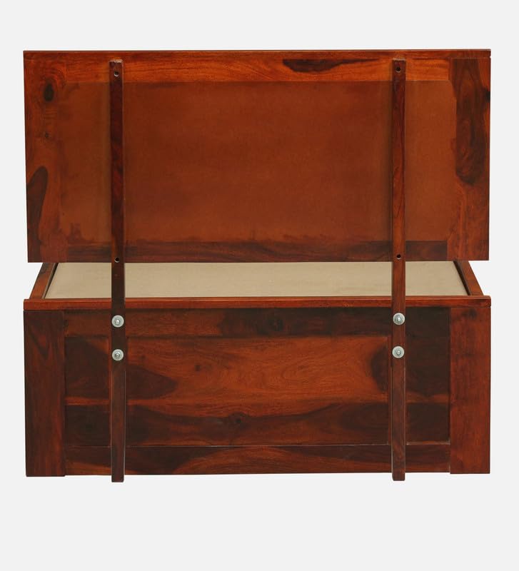 Image of Solid Sheesham Wood Woodora Single Bed with Box Storage | Wooden Single Bed Cot Palang Furniture for Bedroom Living Room Home and Hotel (Honey Oak Finish)