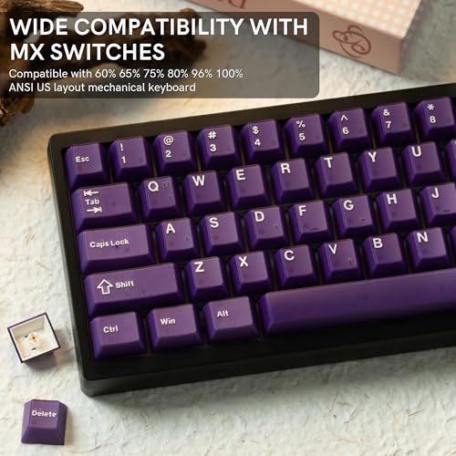 Image of dagaladoo Purple Keyboard keycaps,Double Shot PBT keycaps Jade