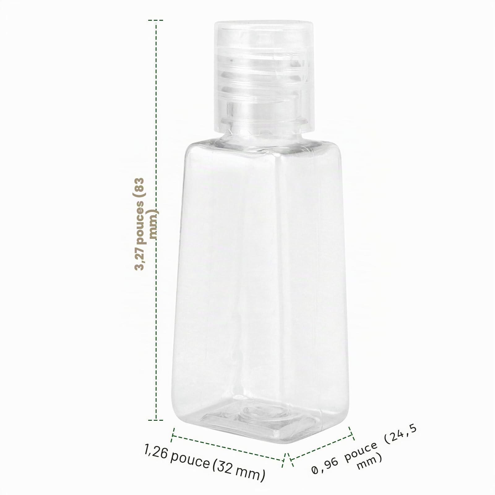 PINGEUI Lot de 120 petites bouteilles de voyage en plastique transparent de 30 ml avec bouchon à rabat, bouteilles vides en plastique pour voyage, cosmétiques, produits de maquillage