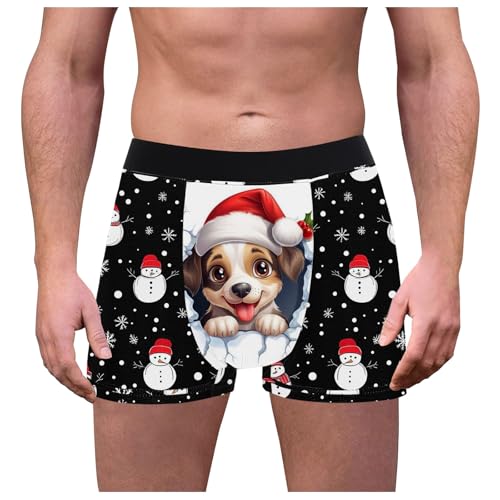 akwuiopt Ropa interior divertida de Navidad para hombre, transpirable, calzoncillos de Papá Noel, pantalones cortos de microfibra para hombre, B, XL