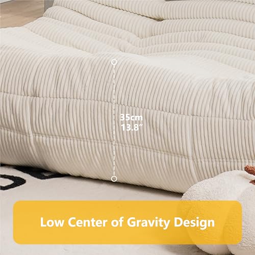 N&V Fireside Loveseat, Mid Century Armless Twin Size Floor Sofa, Soft Premium Corduroy Floor Lounge Chair, Foam Sofa Accent Chair for Living Room Bedroom and Office (Black) by N&V - Image 6