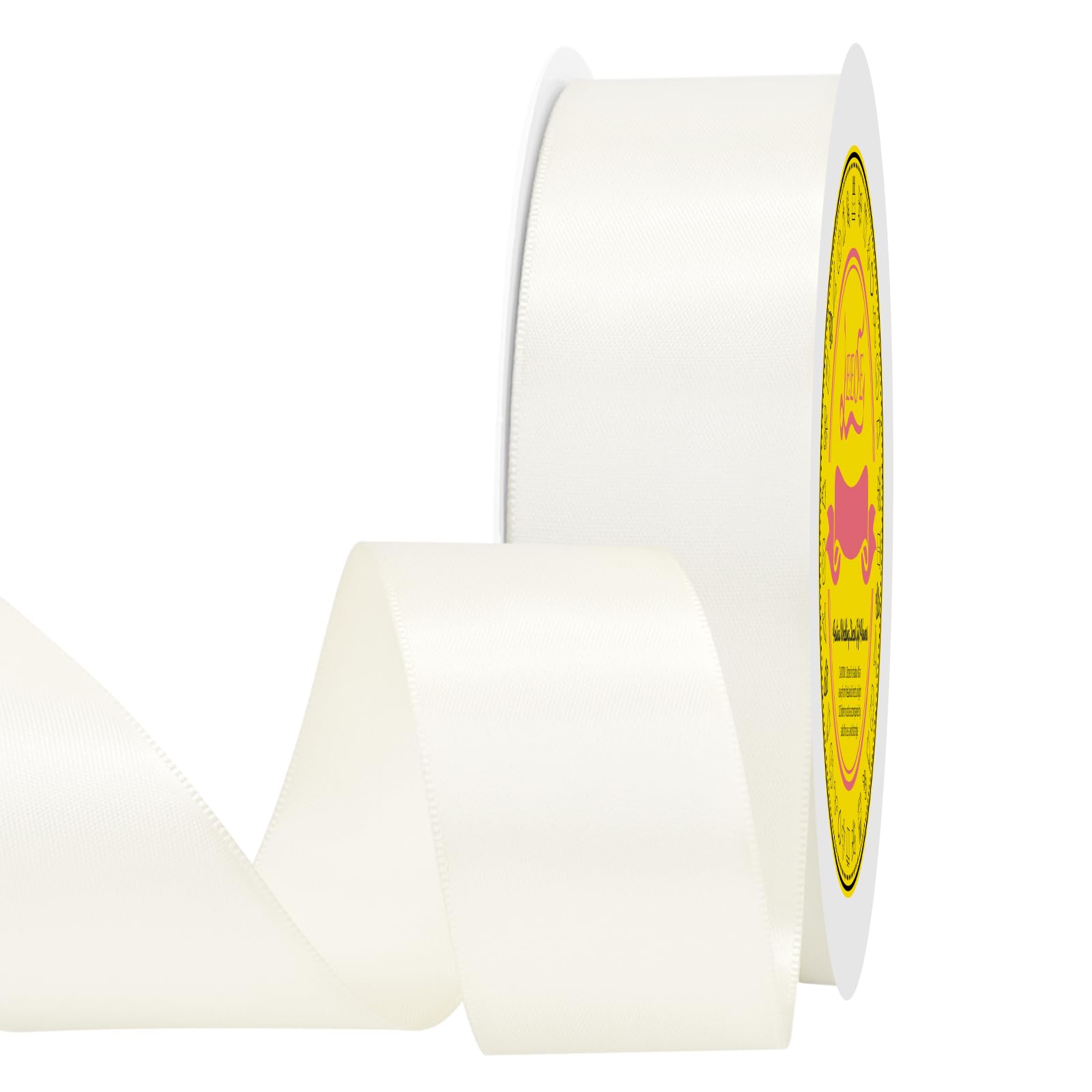 Double Face White Satin Ribbon 1-1/2 inch X 50 Yards Polyester White Ribbon for Gift Wrapping Very Suitable for Weddings Party Hair Bow Invitation Decorations and More