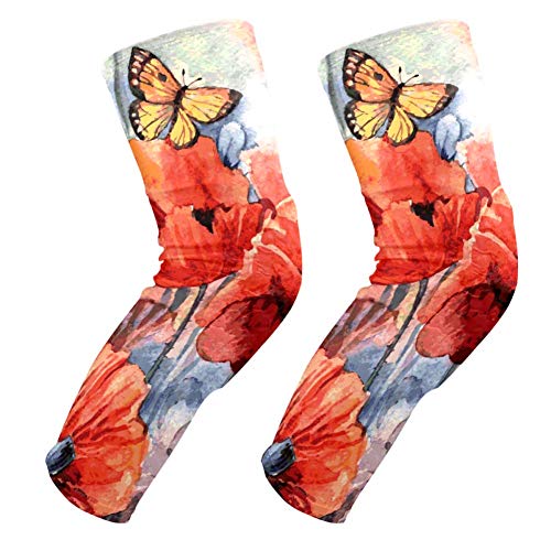 Genouillères EZIOLY aquarelle coquelicots pour homme et femme sportifs