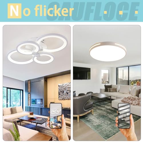 Plafonnier LED dimmable noir de 58 cm avec télécommande pour salon - 7