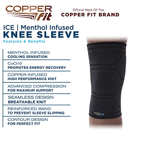 Copper Fit ICE Knit Compression Knee Sleeve Infused with Menthol and