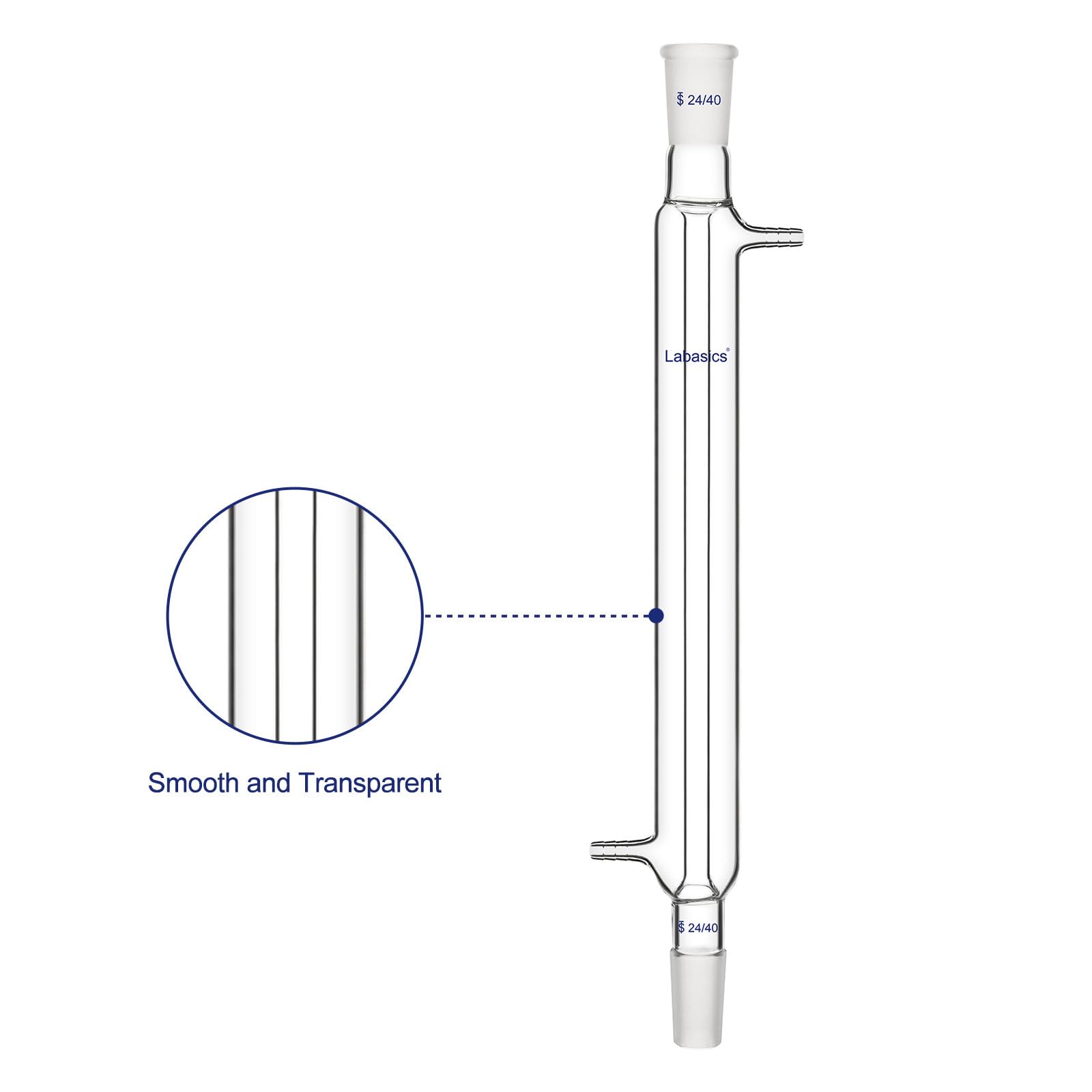 Labasics Borosilicato Vetro Condensatore Liebig con 24/40 Comune e Lunghezza Giacca 300mm, Condensatore per Vetro da Laboratorio Glass Liebig Condenser