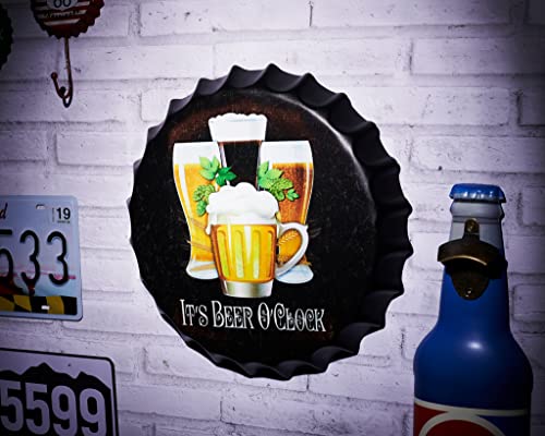Image of EAZYWAGON Decorative Metal Bottle Caps Wall Sign Plates - 14X14 Inches - Belgian-Beer | Metal Wall Hanging Bottle Cap for Home, Farmhouse, Bar & Cafe Decoration | Vintage & Retro Look Plaques