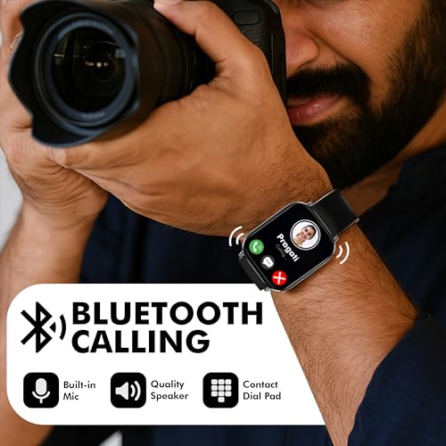 Image of Nervfit Fuel Pro S2 Premium Smartwatch with 2.02 inch TrueColor+ Display, BT Calling, AI Voice Assistant, Waterproof, Heart Rate & SpO2 Monitoring, and 100+ Sports Modes (Midnight Black Silicone)