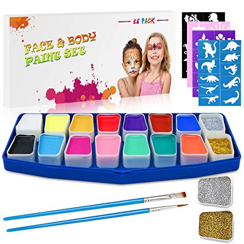 Emooqi Pintura Facial Maquillaje, 16 Colores Pintura de Cara Pintura de Maquillaje...