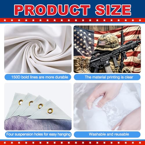Image of BlissYard Independence Day Banner 71 x 43 Inch Patriotic Soldier Backdrop Outdoor Decorations 4th of July America Independence Day Themed Veterans Day Memorial Day Backgroup Banner Party Supplies