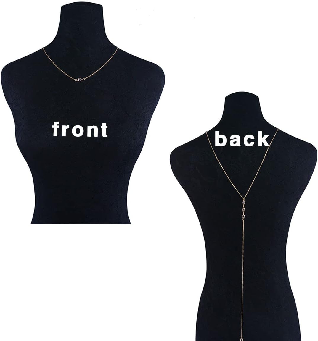 Artmiss Wedding Backdorp Necklace Crystal Gold Y Necklace Long Chain for Women and Brides - Image 6