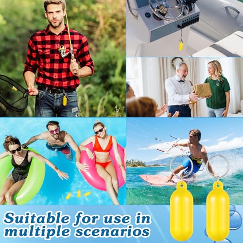 Image of Tondiamo 14 Pcs Boat Floating Keychain Oval Shape Boat Key Ring Floating Key Pendant for Sail Kayak Fishing Accessory