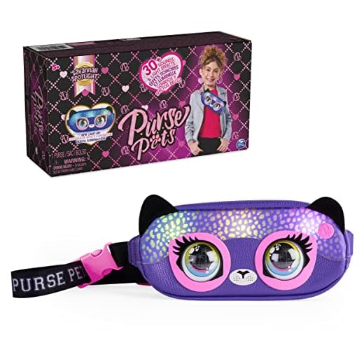 Purse Pets - Bolso Mascota INTERACTIVA - RIÑONERA - Bolso niña Bandolera y Mascota Interactiva Cheetah Savannah Spotlight con más de 30 Sonidos y Reacciones - 6066698 - Juguetes niña 5 años +