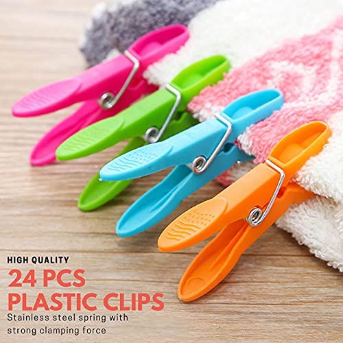 Clothes-Pins-Heavy-Duty-Outdoor-Plastic-Clothespins-Laundry-Clips-24-Pack-4-Colors-Colorful-Windproof-Small-Clothing-Close-Pin-for-Hangers-Hanging-Clothes-Drying-Cloths-Beach-Towel-Clothesline-Pegs