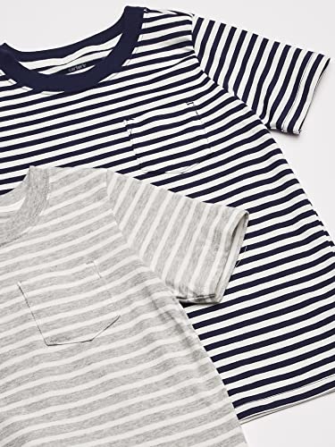 Carter's Boys' Big 2-Pack Tees, Light Grey Stripe/Black Stripe, 42