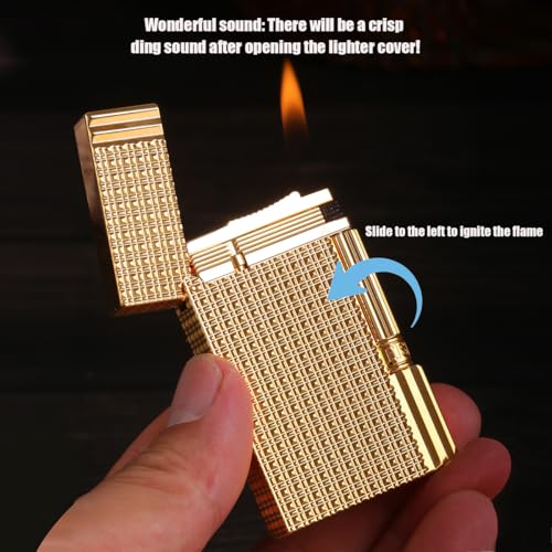 Encendedor de cobre clásico recargable color dorado miniatura 4