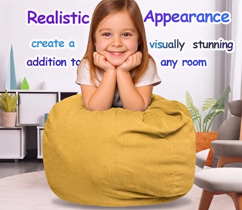 Image of Stuffed Animal Bean Bag Storage Chair Cover (No Filler) Soft Washable Stuffable Removable Premium Organizing Plush Toys Comfortable Organizer Keep Clutter with Premium Zipper Adults (Green, Medium)